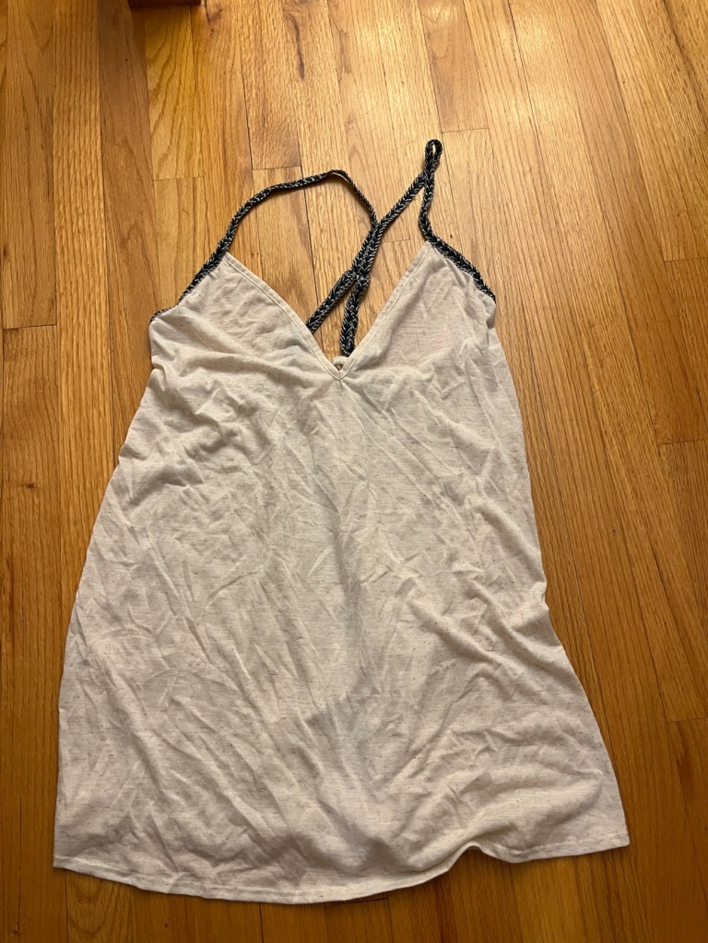 NWT Lightweight Beige Coverup with Braided Black Straps